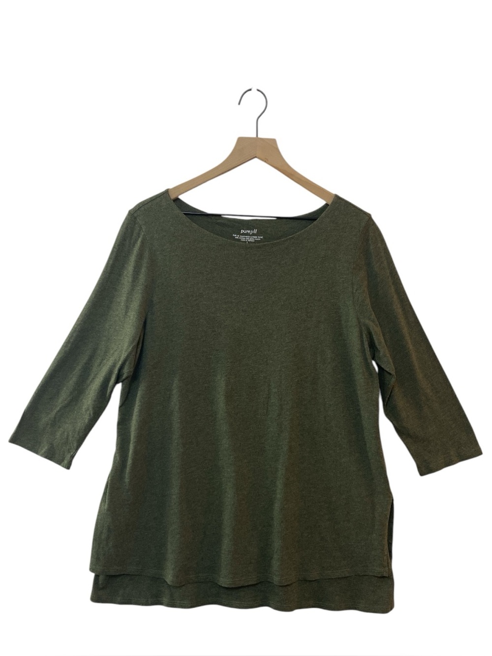 J. Jill Pure Jill Boatneck Layered Tunic Size L Olive Green Minimalist Career